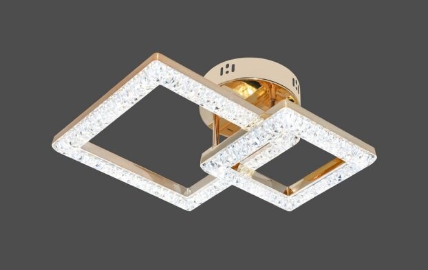 Lustra LED 50 W Ceiling 2 Glam Auriu, LED inclus, 2 surse de iluminare, Telecomanda, Dimabil, Lumina